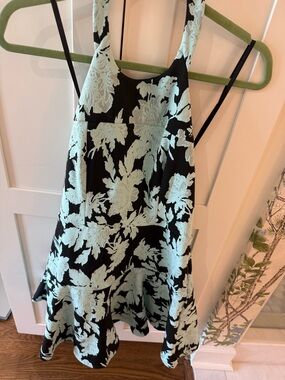 Parker Black and Mint Floral Mini Dress